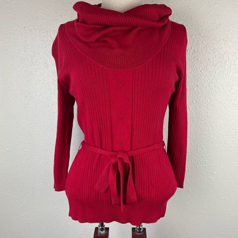 My Michelle Red Cowl Neck Sweatwr Size L EUC